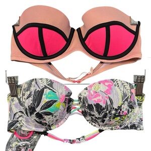 Victoria’s Secret Strapless/Convertible Bra Bundle 36B Neon & Floral